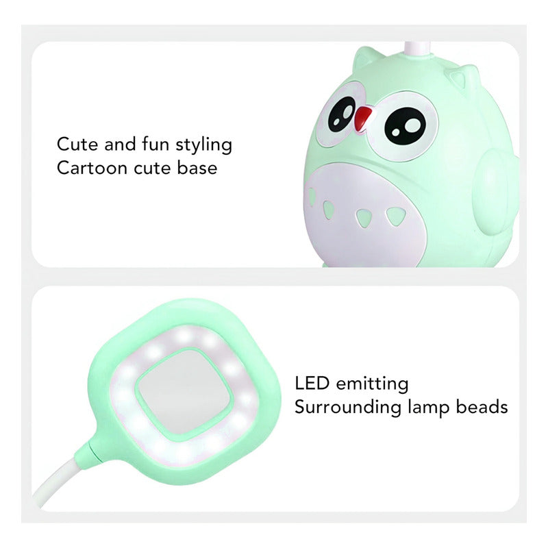 Lámpara Led De Mesa Recargable Cn Portalapiz Búho Kawaii R&c