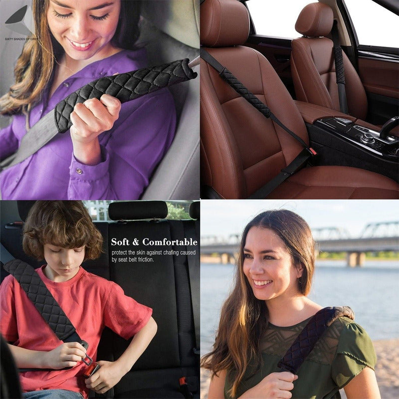 X2 Almohadilla Eco Cuero Cubre Cinturón De Seguridad Auto