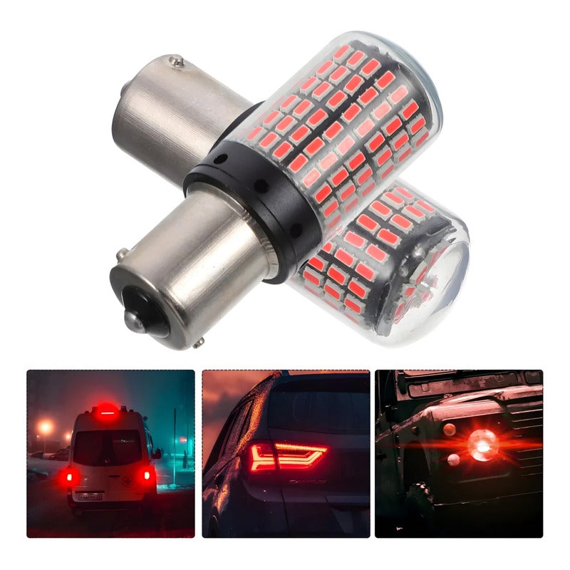 X2 Ampolleta 144 Led Luz Freno Canbus 1 Contacto 1156 Rojo