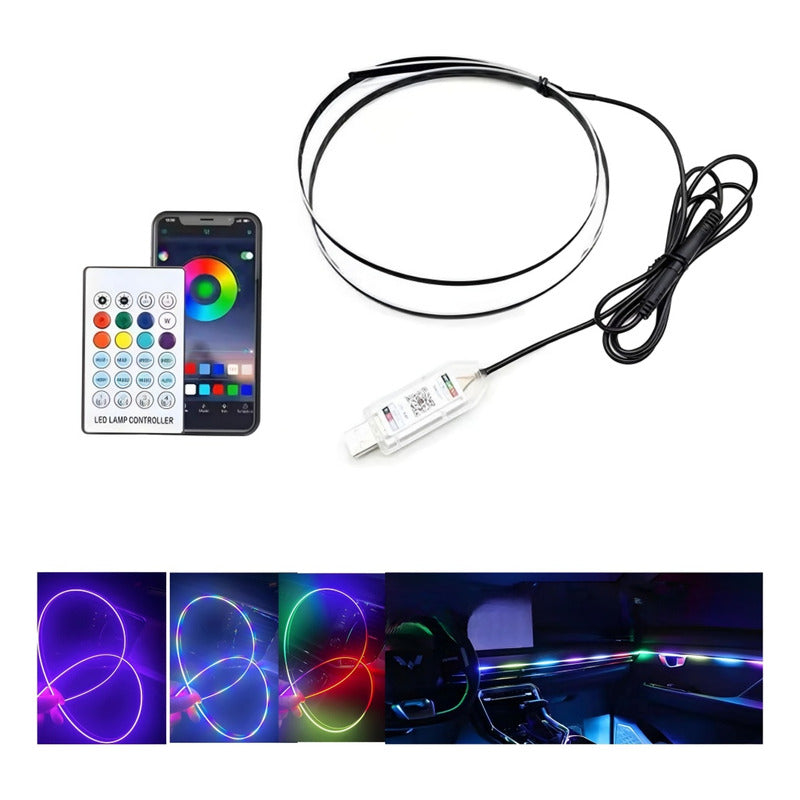 Hilo Led Tablero Luz Rgb Arcoiris Usb +bluetooth Control