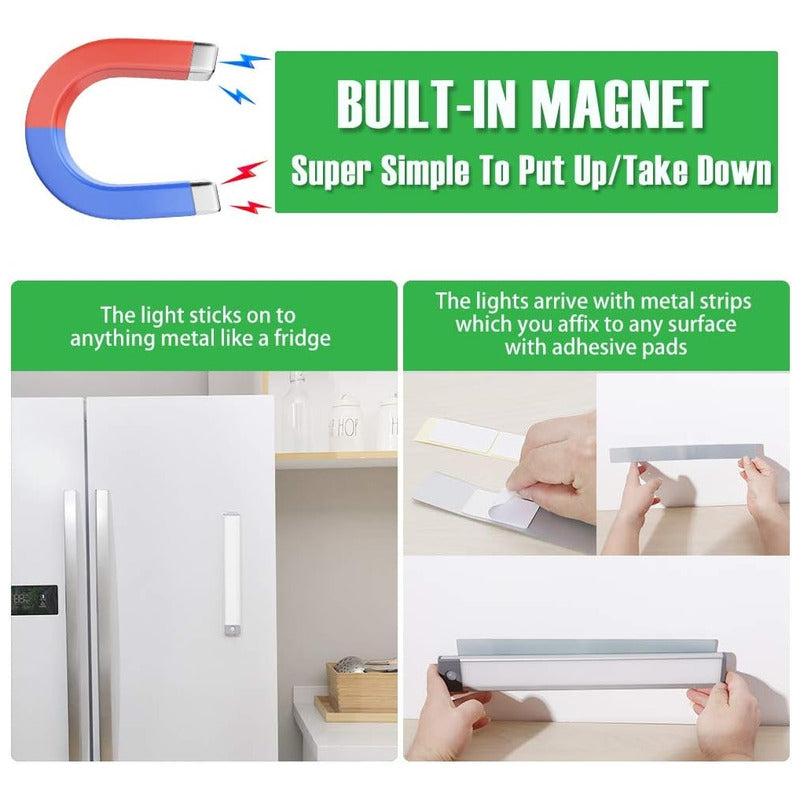 X2 Luz Led Con Sensor Movimiento Recarga Closet Baño Cocina