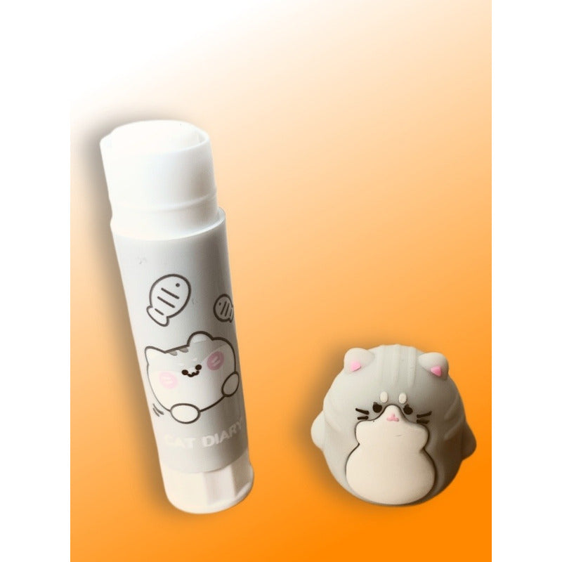 Pack Sacapuntas + Pegamento En Barra De Gato Kawaii Cat Cute