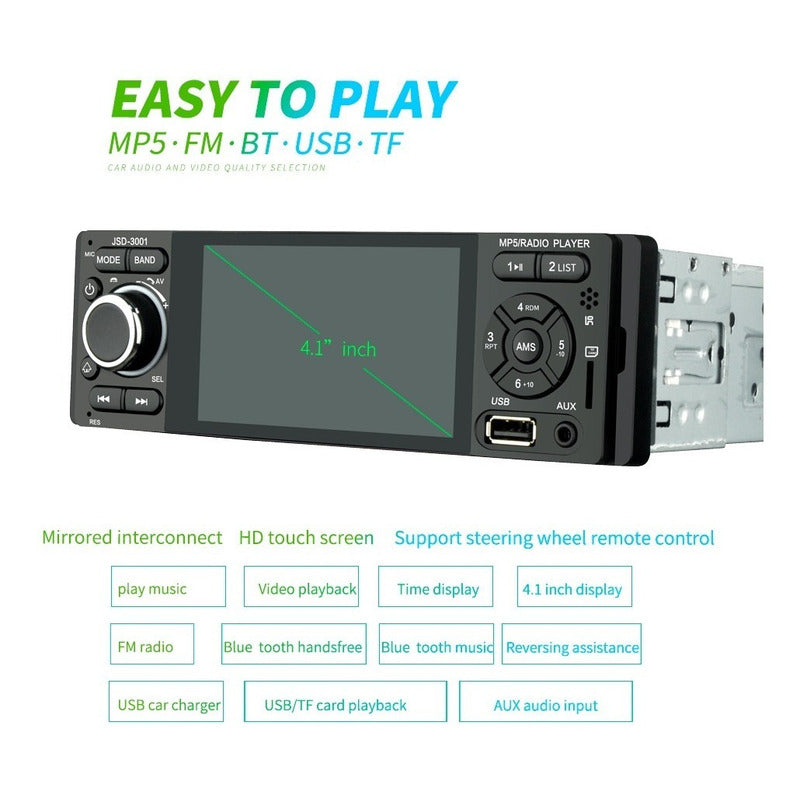 Radio Auto Aiwa 1 Din Con Pantalla 4.1 + Cámara De Retroceso