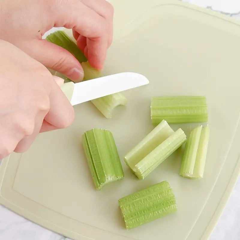 Set Cuchillo + Pelador De Cerámica De Frutas Verdura + Tabla