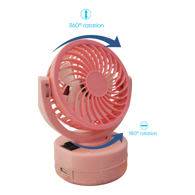 Ventilador De Auto Rosa 12v 360° Rotación Conexión Cenicero