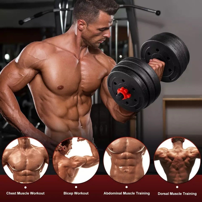 Kit Mancuerna Pvc Ajustable Set Barra Extensión 20kg /ryc