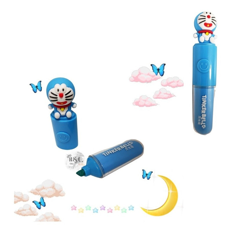 Pack X6 Destacadores Doraemon Resaltadores Gato Cute /ryc