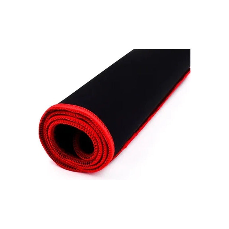 Mouse Pad Gamer Xl Para Pc Antideslizante Alfombrilla Cosida Color Negro Con Rojo Diseño Impreso Liso