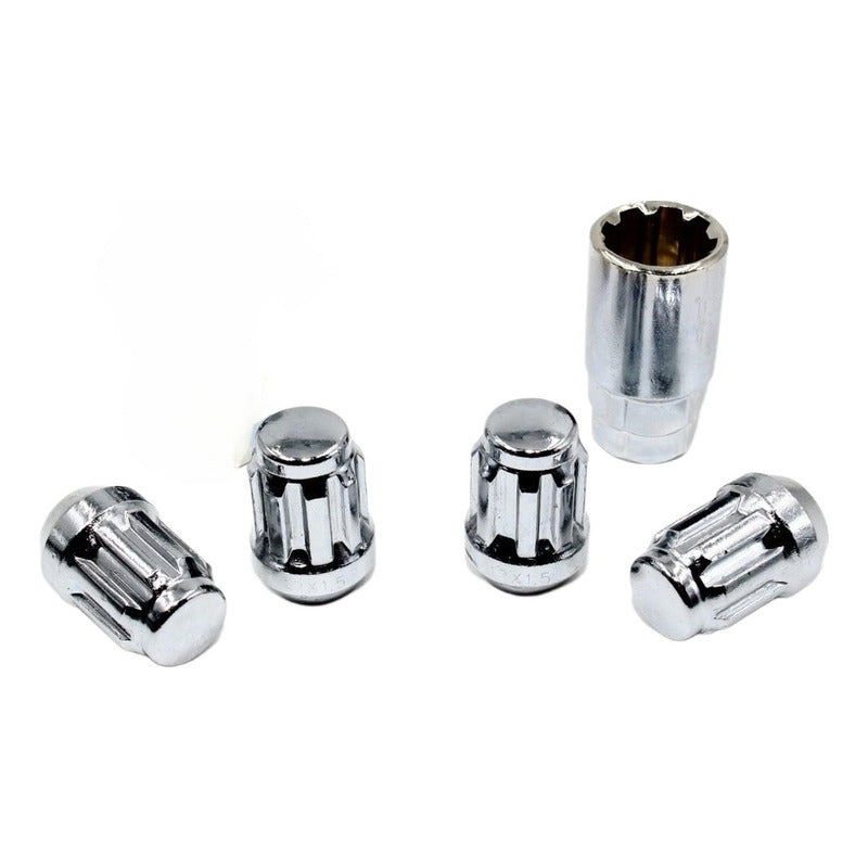 Tuercas De Seguridad Set 4pcs +llave Acero M12x1.5 / 12x1.25