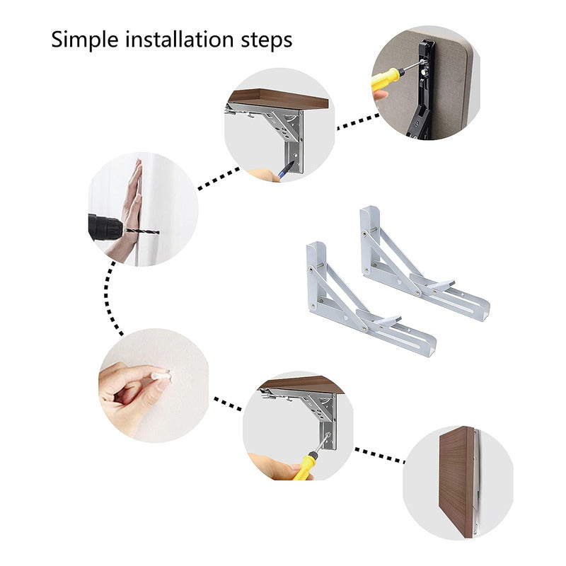 Set2 Escuadras Abatibles Metálicas Repisa 300x155mm Soporte