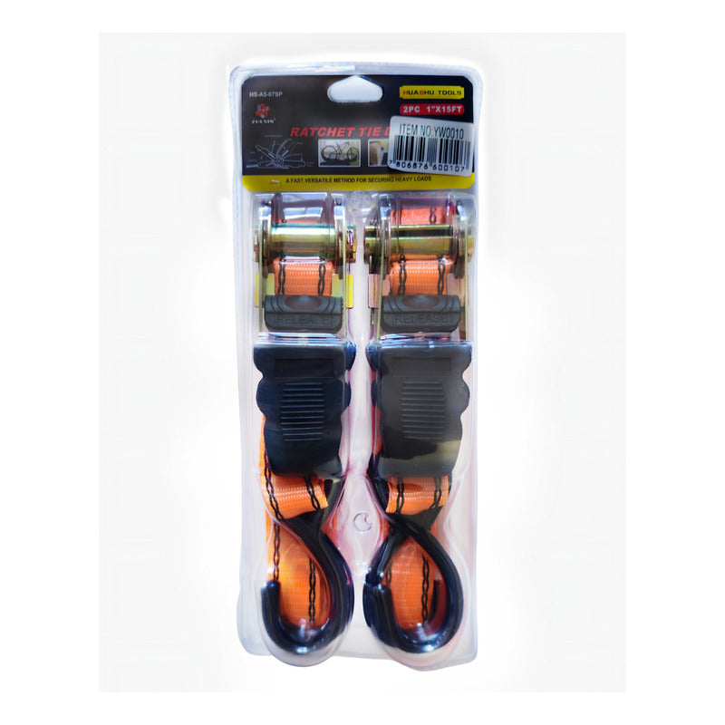 X2 Eslingas De Amarre Con Ratchet 1 Pulgada X 15ft /ryc