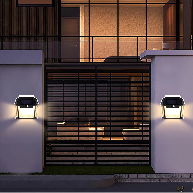 Lámpara Solar Luz Blanca Aplique D Pared 2 Ampolleta Vintage Estructura Negro
