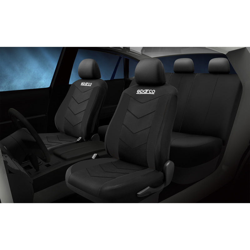 Set Fundas Cubre Asiento Sparco 9pcs Negro 431 Tela /r&c