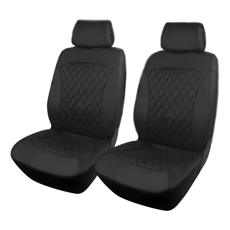 Set Fundas Cubre Asiento Eco Cuero 9pcs Negro Diseño R&c