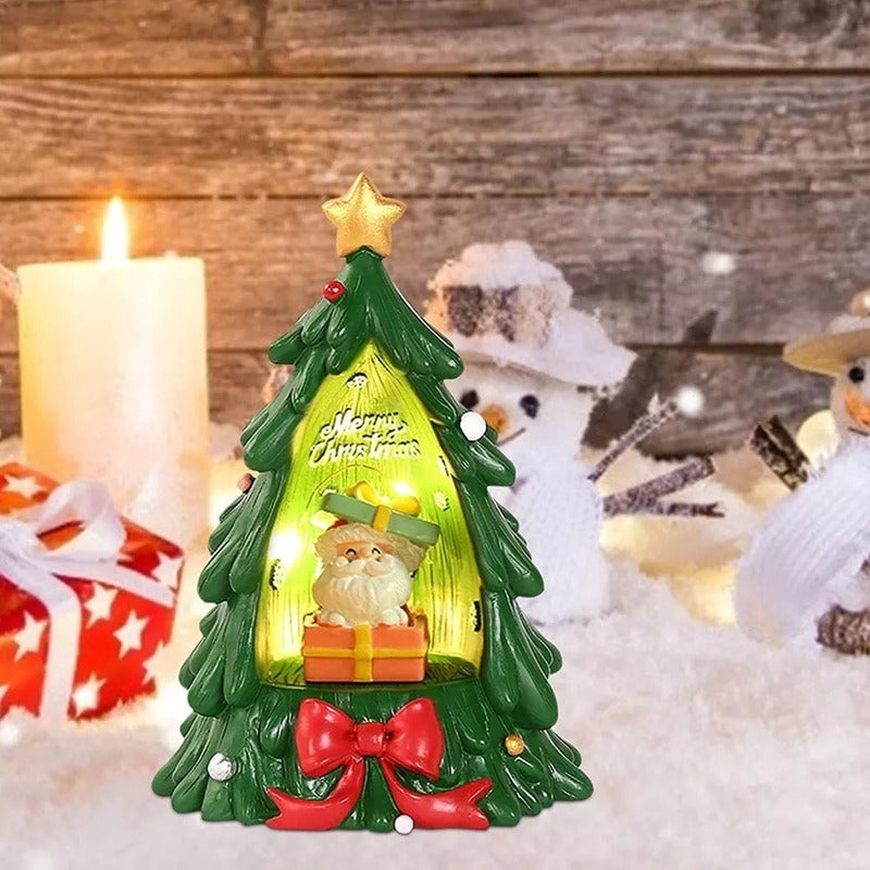 Lámpara Navideña Pino Árbol De Navidad Con Santa Luz Decora