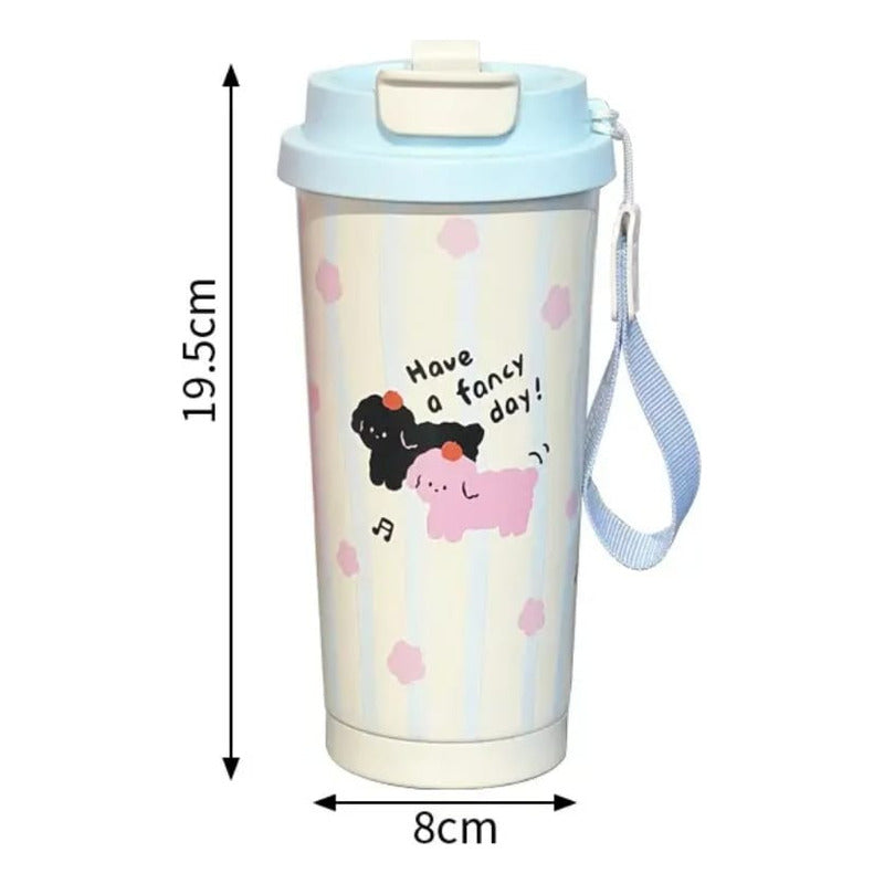 Termo Kawai Botella Térmica Frío Caliente Portátil 500ml 2e1