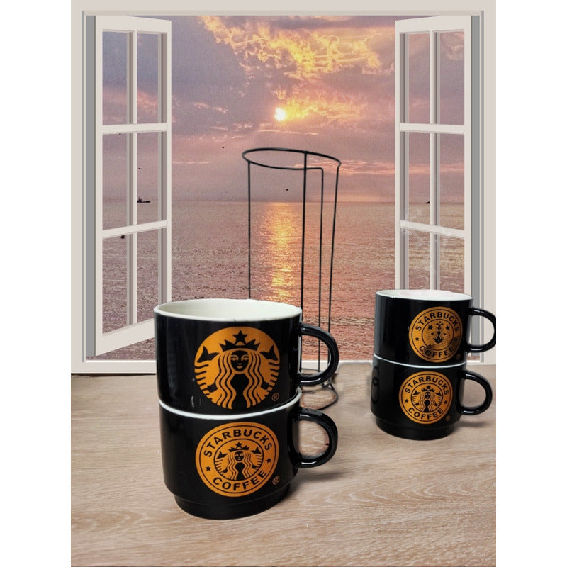 X4 Set Tazas Mug Tazón Gato Chi Apilables 7cm + Soporte /r&c