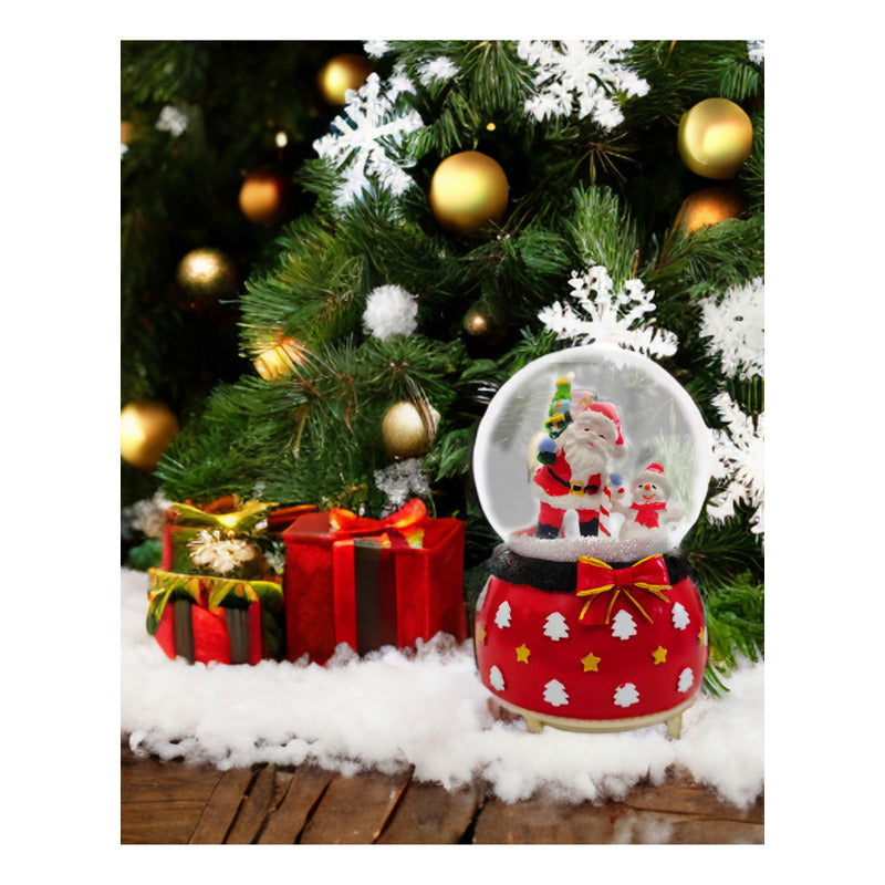 Bola De Nieve Esfera De Cristal Navidad Luz Y Música Decora