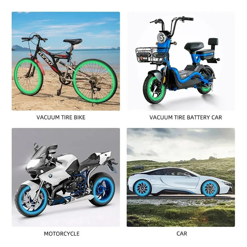 Set X4 Tapa Válvula Flúor Auto Moto Bici Universal Luminosa