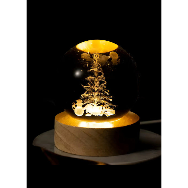 Esfera De Cristal Lámpara Noche Diseño Navidad 3d Bola 6cm