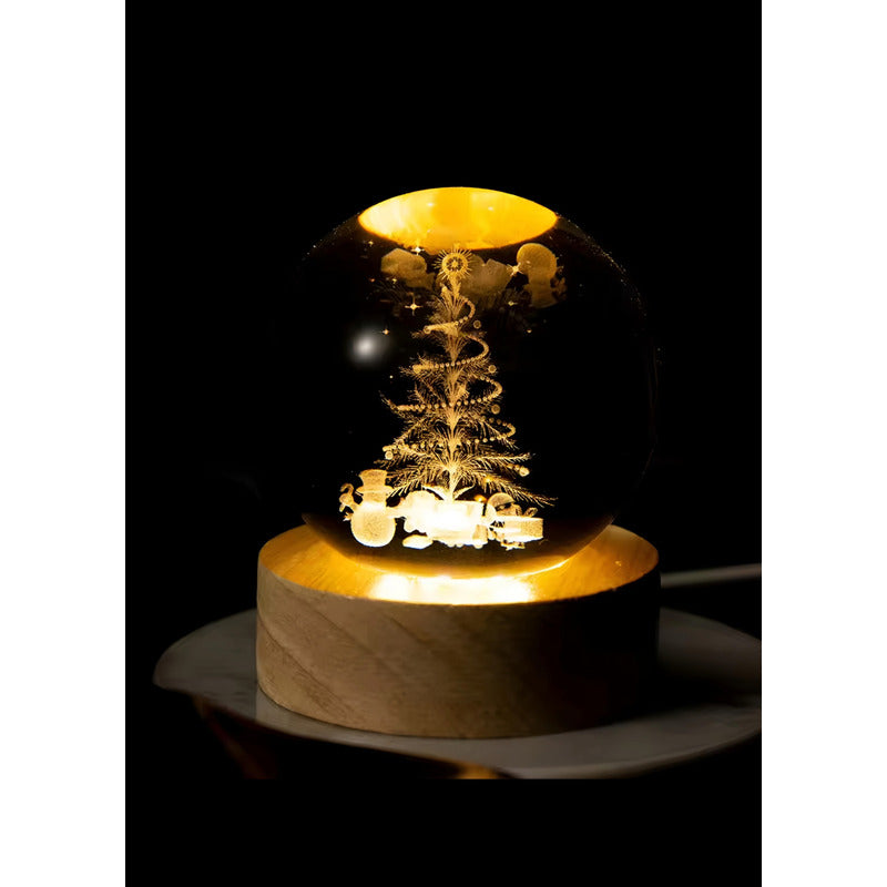 Esfera De Cristal Lámpara Noche Diseño Navidad 3d Bola 8cm