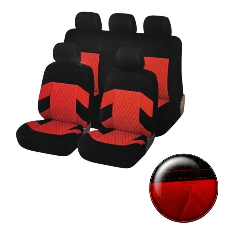 Funda Cubre Asiento Diseños Rojo Auto Universal 9piezas /ryc