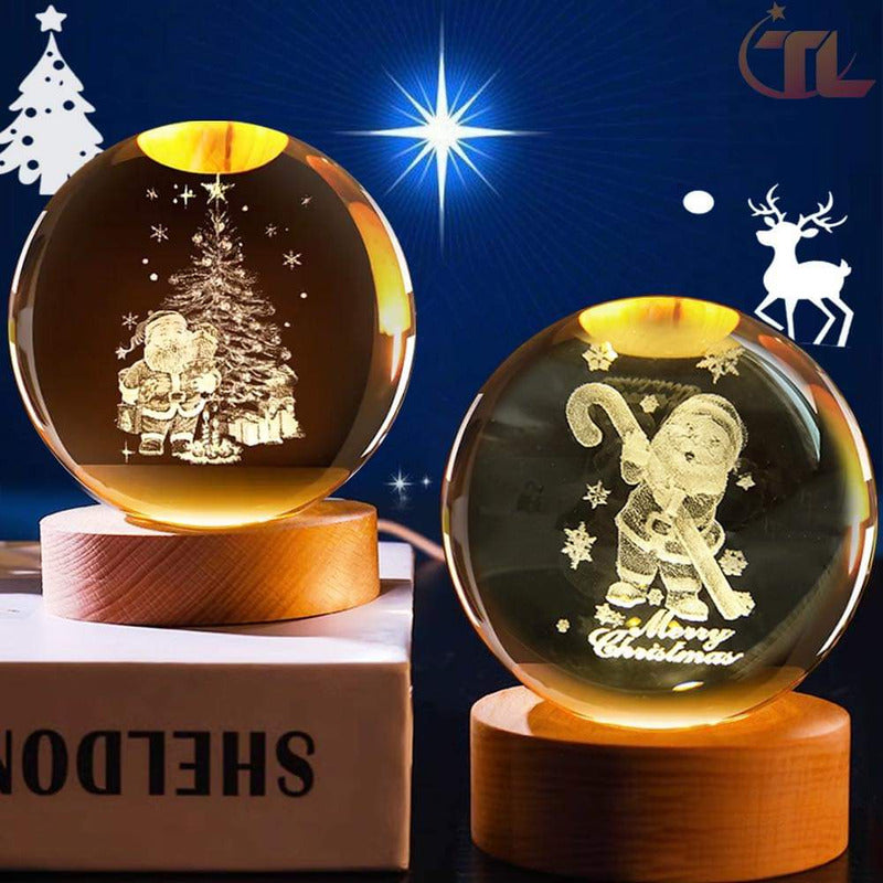 Esfera De Cristal Lámpara Noche Diseño Navidad 3d Bola 8cm