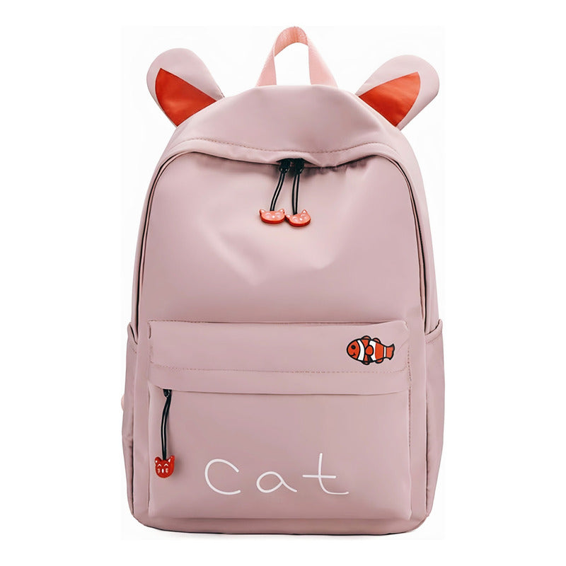 Mochila Con Orejita Gato Bolso Escolar Kawai Juvenil Cat R&c