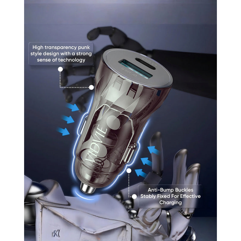Adaptador Auto Cargador Carga Rápida 30w Tipoc 18w Usb 12-24