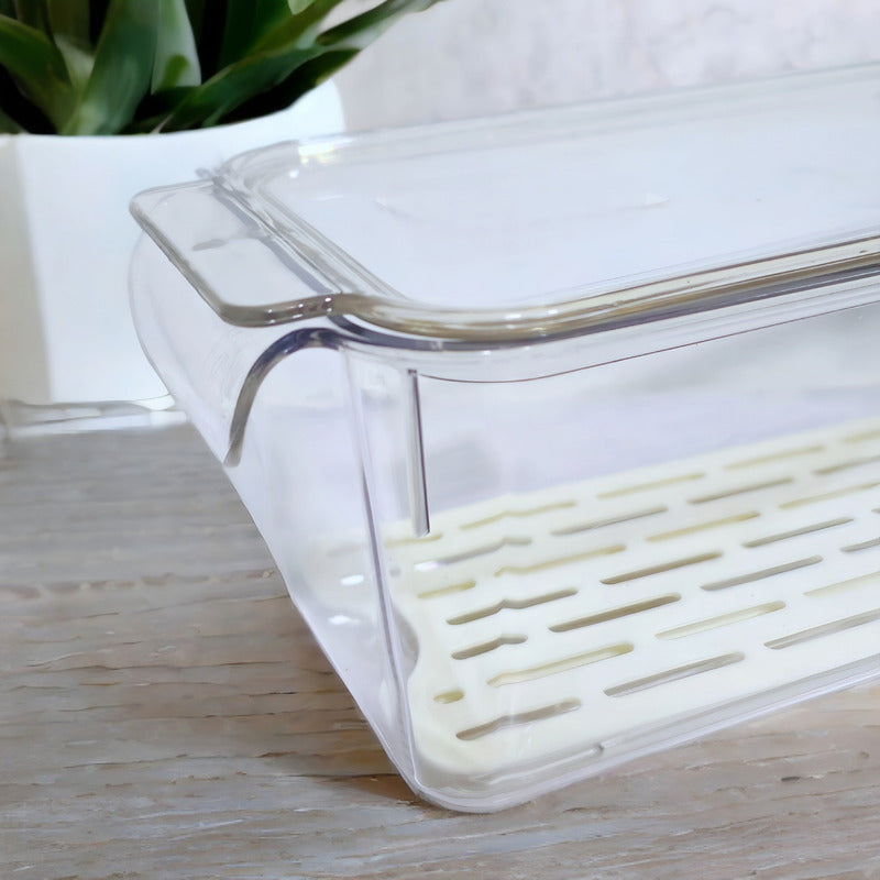 Organizador Refrigerador Contenedor Acrílico Con Tapa Fresco