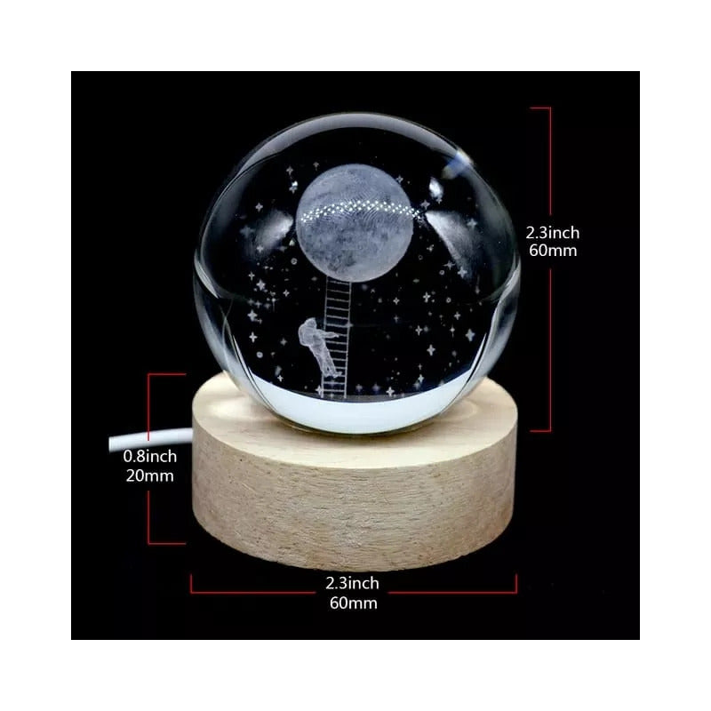 Esfera De Cristal Lámpara Noche Diseño Navidad 3d Bola 6cm