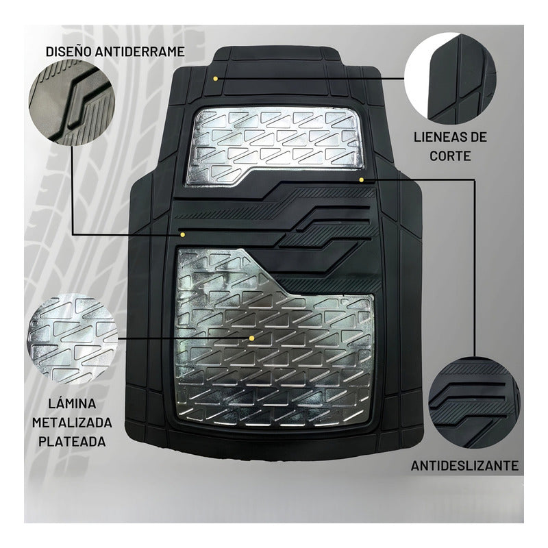 Alfombra Piso De Goma-metalizado Auto Universal 5pcs Tuninng
