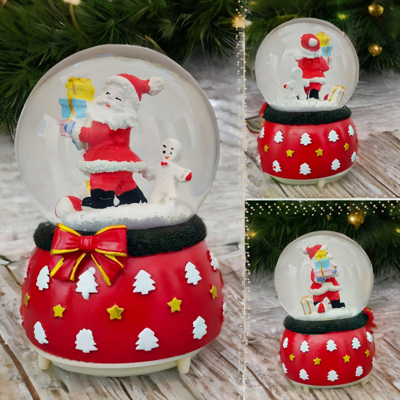 Bola De Nieve Esfera De Cristal Navidad Luz Y Música Decora
