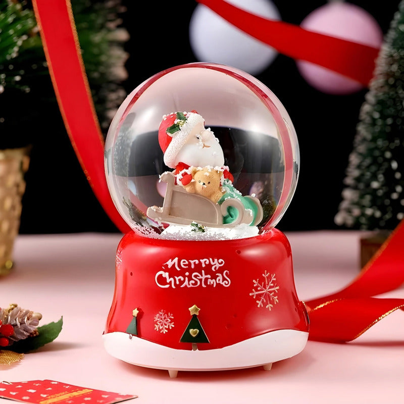 Bola De Nieve Esfera De Cristal Navidad Luz Y Música Decora