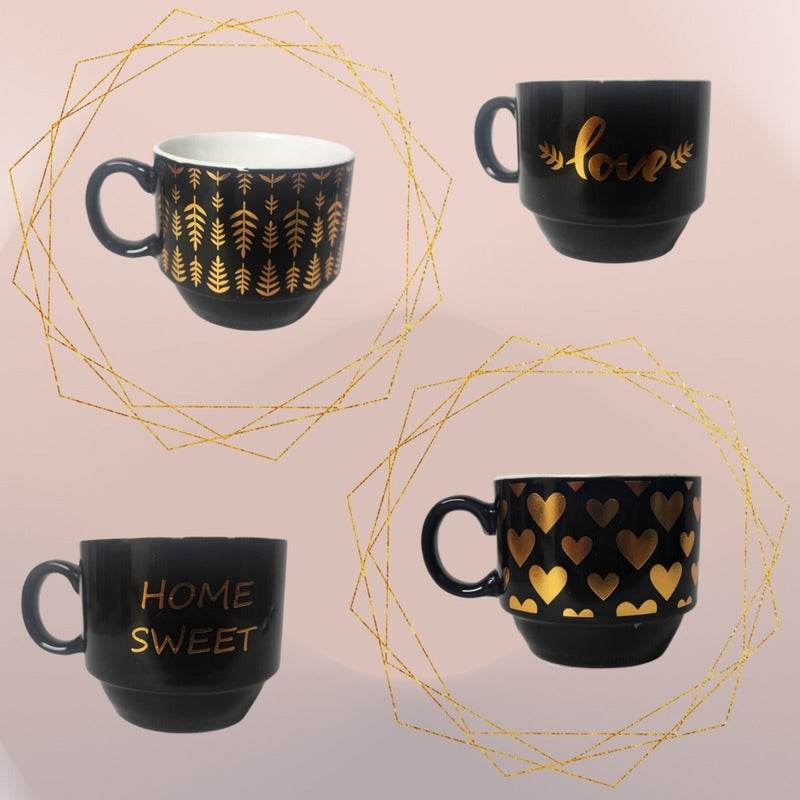Set 4 Tazas Kawai Apilables 6cm + Soporte Mug Gato Chi /r&c
