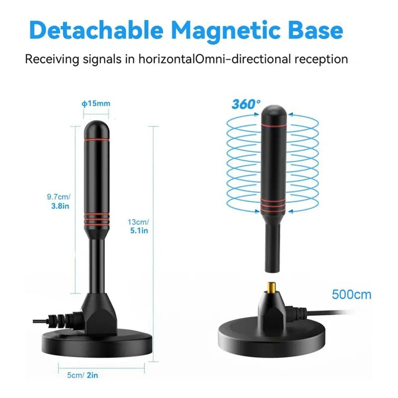 Antena De Tv Digital Hdtv 4k Usb Amplifica Interior Exterior