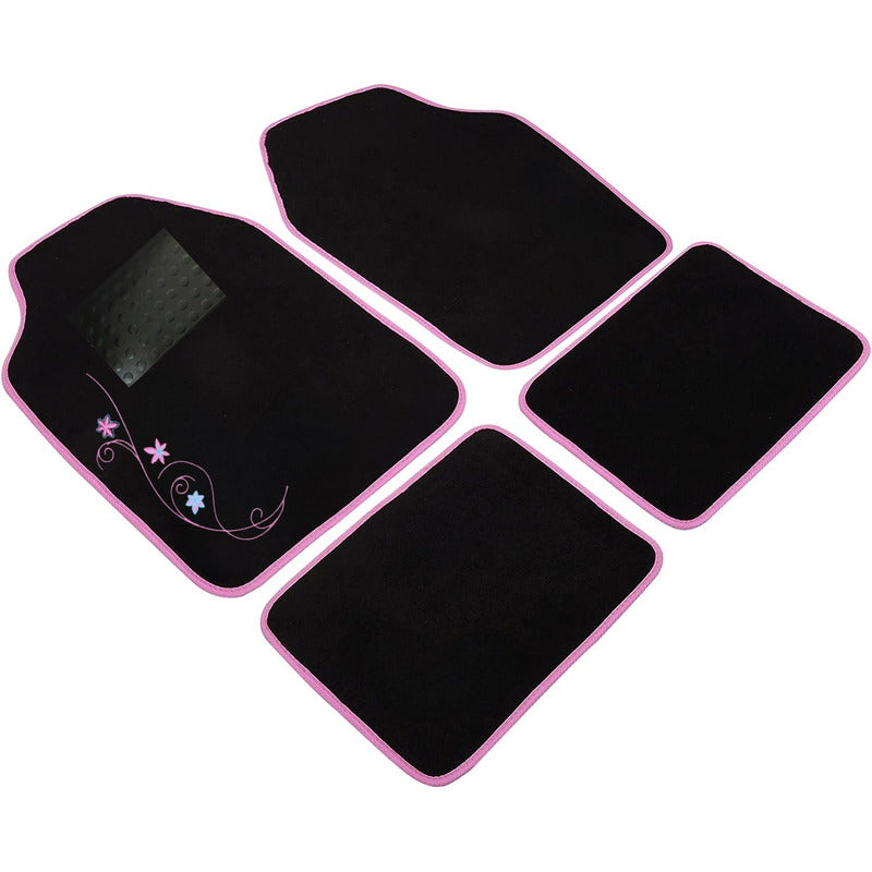 Set Cubre Piso Mujer Alfombra 4pcs Auto Universal Diseño Ryc