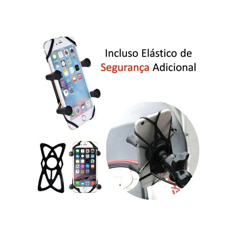 Porta Celular Para Moto Soporte Tipo X Con Cargador Usb /r&c