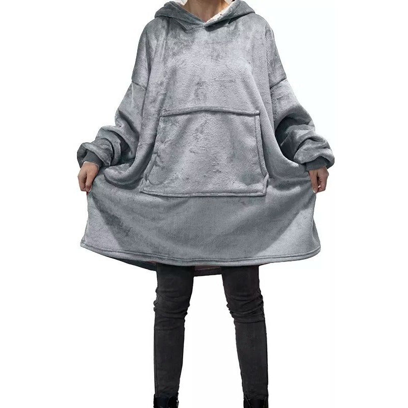 Polerón Con Capucha Sudadera Manta Sherpa Invierno Huggle/r&