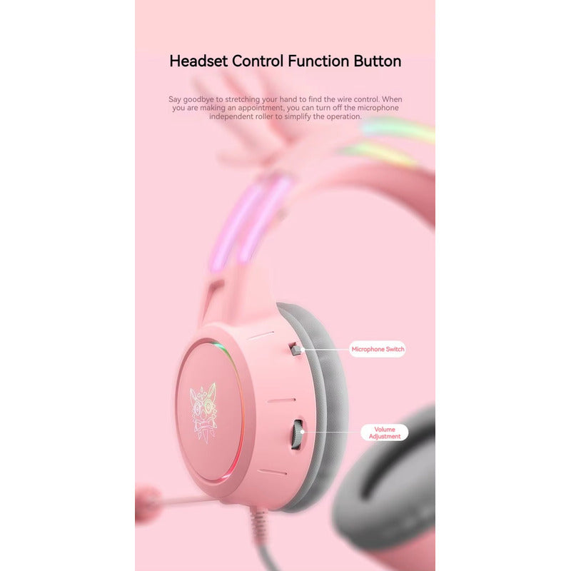 Audífonos Gamer Rosa Ciervo Onikuma X15 Pro Comp. Pc Ps4 Ps5