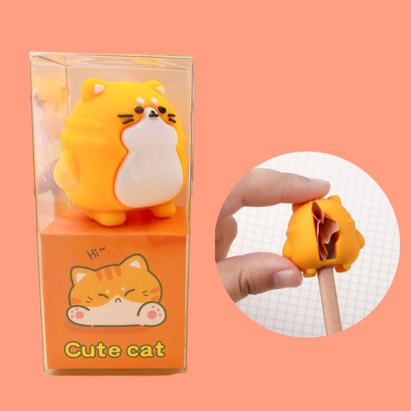 Saca Punta De Silicona Sacapuntas Gato Kawai Cute /r&c