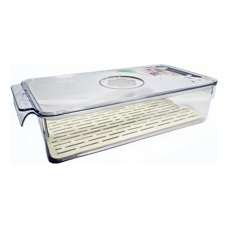 Organizador Refrigerador Contenedor Acrílico Con Tapa 16cm