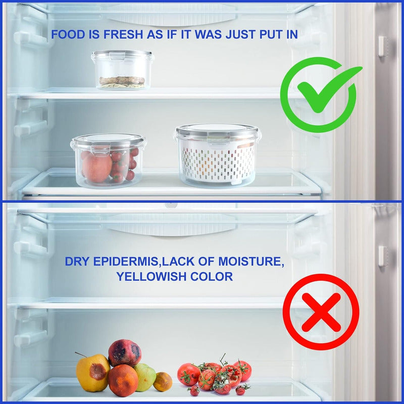 X3 Tupper Hermético Contenedor Alimentos Frescos Con Colador