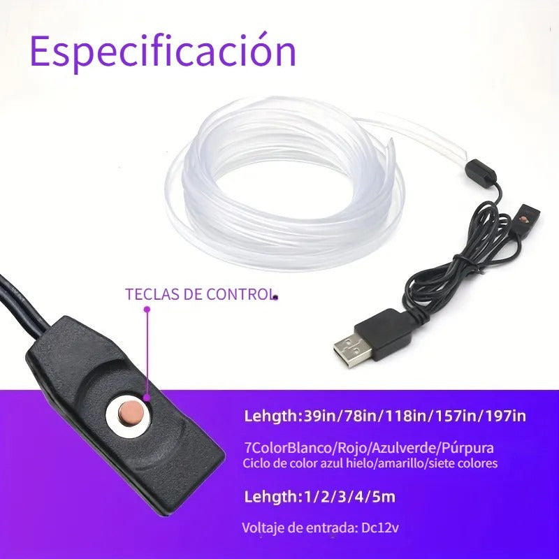 Hilo Neon Decorativo Usb Luz Rgb 2mt Interruptor Auto Tuning