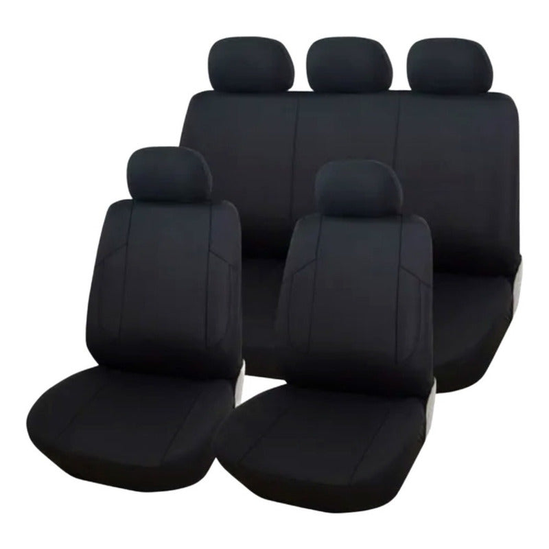 Set Funda Cubre Asiento Auto Universal Negro Entero 9pcs