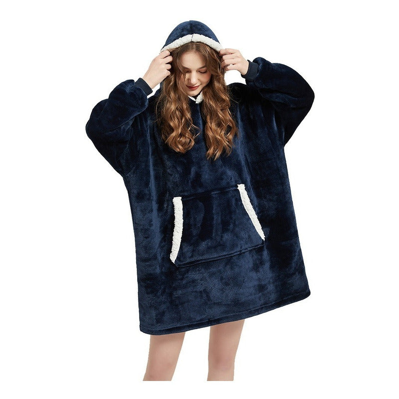 Polerón Con Capucha Sudadera Manta Sherpa Invierno Huggle/r&