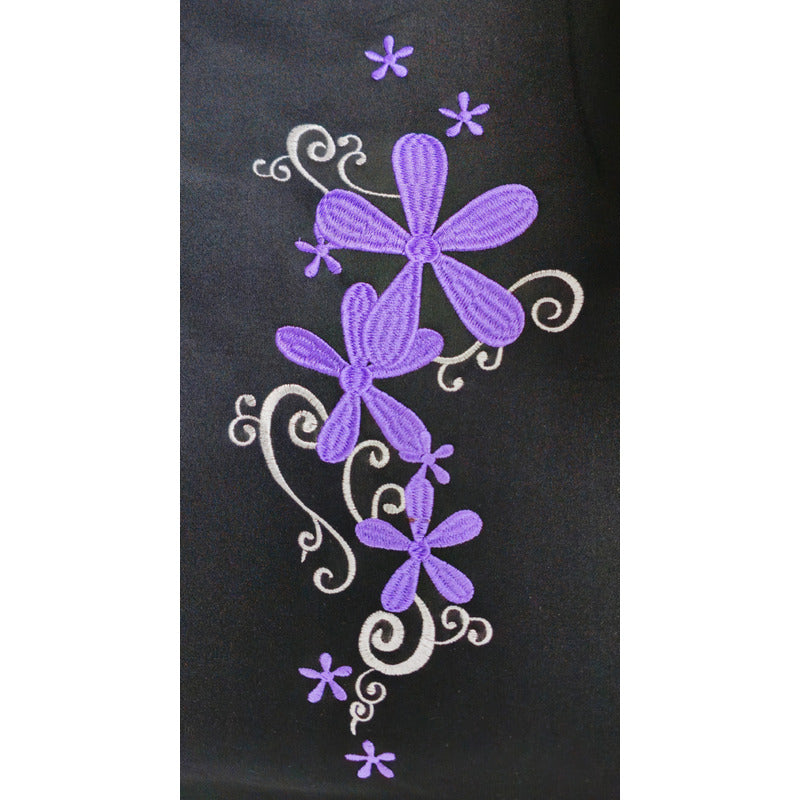 Funda Cubre Asiento Negro Flores Bordada 8pcs Auto Universal
