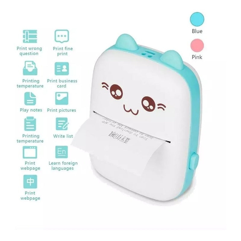 Mini Impresora Térmica Inalámbrica Portátil Bluetooth Gato