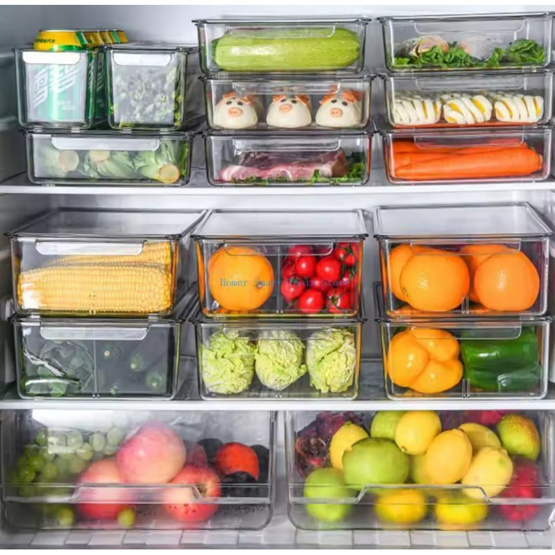 Organizador Refrigerador Contenedor Acrílico Con Tapa 16cm