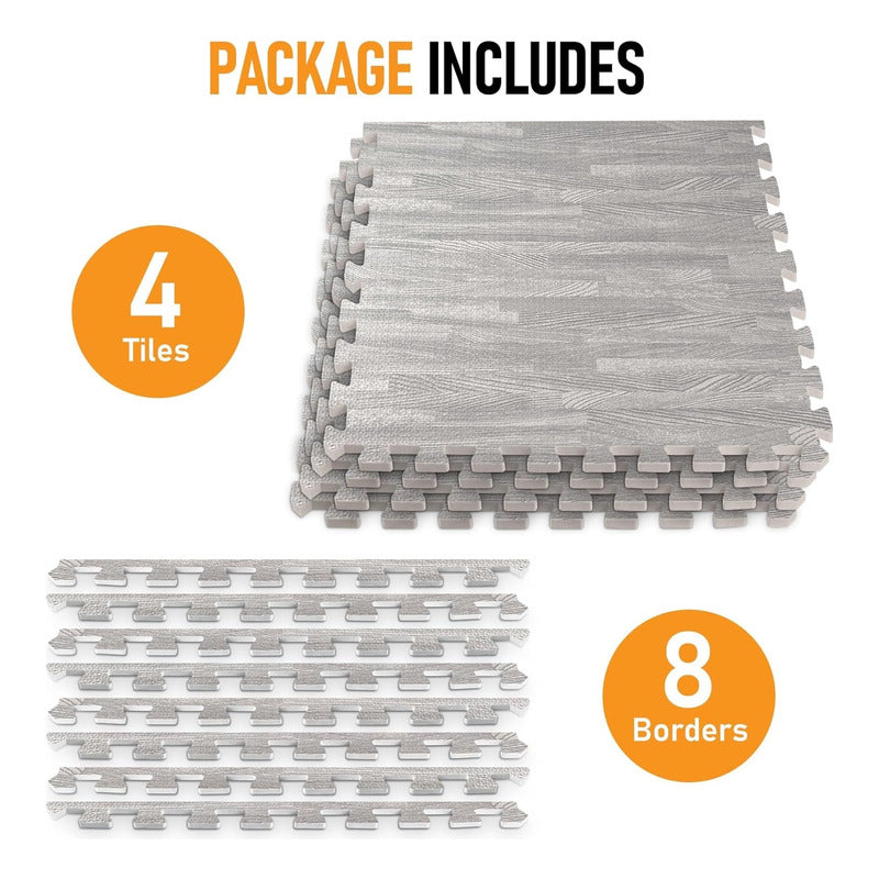 X4 Piso Goma Eva Puzzle Alfombra Madera 60x60x1cm Antigolpe
